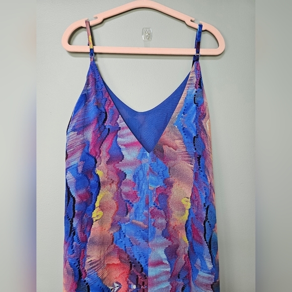 Lulus Flying Watercolors Royal Blue Watercolor Print Sheath Maxi Dress, Size XS - Picture 10 of 13